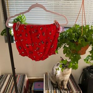 Red Cropped Flower Top